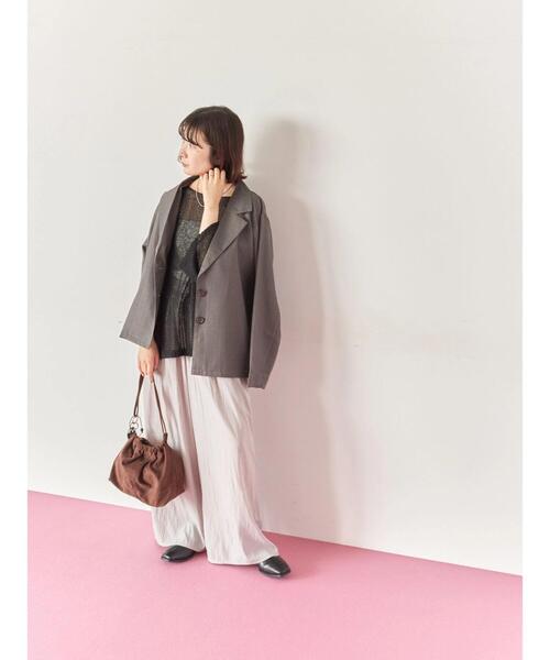 Samansa Mos2 blue（サマンサモスモスブルー）の「◎7分袖シアーニット（ニット/セーター・レディース・ベージュ/ブラック/チャコールグレー・F）」の6枚目の写真