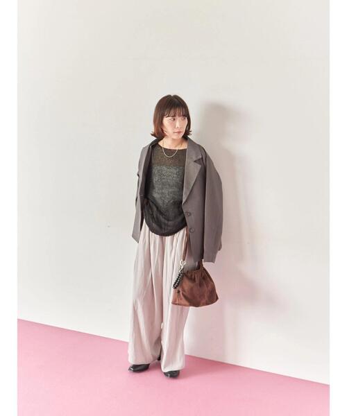 Samansa Mos2 blue（サマンサモスモスブルー）の「◎7分袖シアーニット（ニット/セーター・レディース・ベージュ/ブラック/チャコールグレー・F）」の7枚目の写真