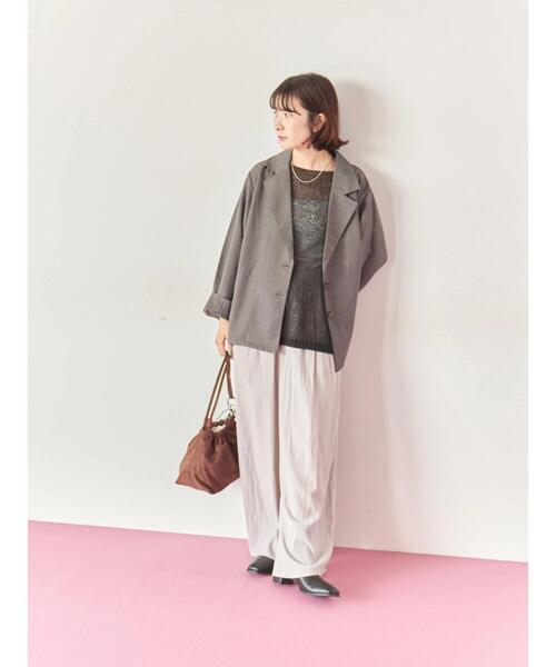 Samansa Mos2 blue（サマンサモスモスブルー）の「◎7分袖シアーニット（ニット/セーター・レディース・ベージュ/ブラック/チャコールグレー・F）」の10枚目の写真