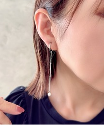 tone（トーン）の「【Tiny gem room】淡水パールステーションチェーンイヤリング　金属アレルギー対応(MA)（イヤリング・レディース）」
