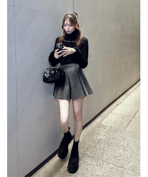 Darich ダーリッチ　スムースファーリブニットトップス　BLK ダーリッチ Darich スムースファーリブニットトップス