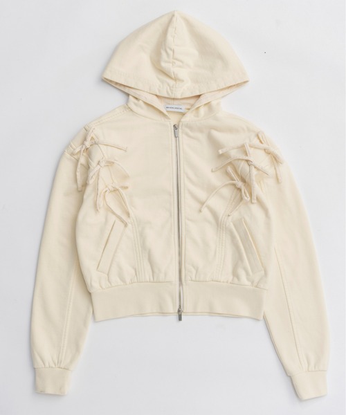 MAISON SPECIAL(メゾンスペシャル)の「Shoulder Ribbon Hoodie / ショルダーリボンパーカー(パーカー・レディース・ブラック/ホワイト/ブラウン・FREE)」の16枚目の写真