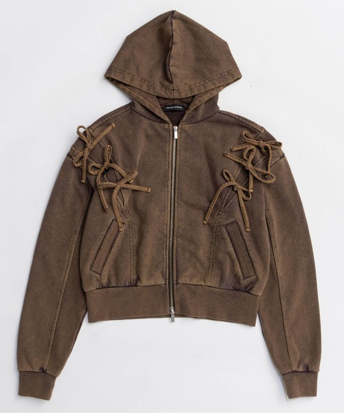 MAISON SPECIAL(メゾンスペシャル)の「Shoulder Ribbon Hoodie / ショルダーリボンパーカー(パーカー・レディース・ブラック/ホワイト/ブラウン・FREE)」の5枚目の写真