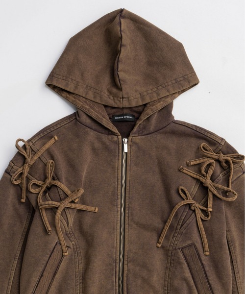MAISON SPECIAL(メゾンスペシャル)の「Shoulder Ribbon Hoodie / ショルダーリボンパーカー(パーカー・レディース・ブラック/ホワイト/ブラウン・FREE)」の7枚目の写真