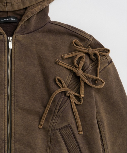 MAISON SPECIAL(メゾンスペシャル)の「Shoulder Ribbon Hoodie / ショルダーリボンパーカー(パーカー・レディース・ブラック/ホワイト/ブラウン・FREE)」の9枚目の写真