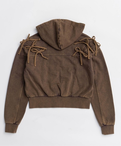 MAISON SPECIAL(メゾンスペシャル)の「Shoulder Ribbon Hoodie / ショルダーリボンパーカー(パーカー・レディース・ブラック/ホワイト/ブラウン・FREE)」の6枚目の写真