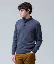 【カシミア100%使用】カシミヤリブモックネック ニット