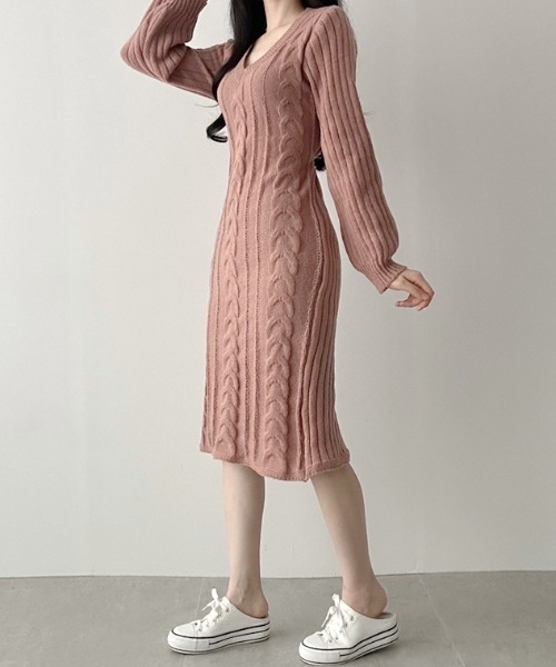 FAVORITO(ファヴォリート)の「ニットワンピース(ワンピース・レディース・ピンク/ベージュ/グレー/ブラック・F)」の18枚目の写真