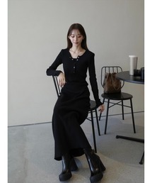 amel | 【RE ARRIVAL】ボタンレイヤードデザインニットワンピース(ワンピース)