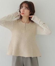 CLEIO（クレイオ）の「【CLEIO】 前後2WAYネップ混リブニットビスチェ（Tシャツ/カットソー）」