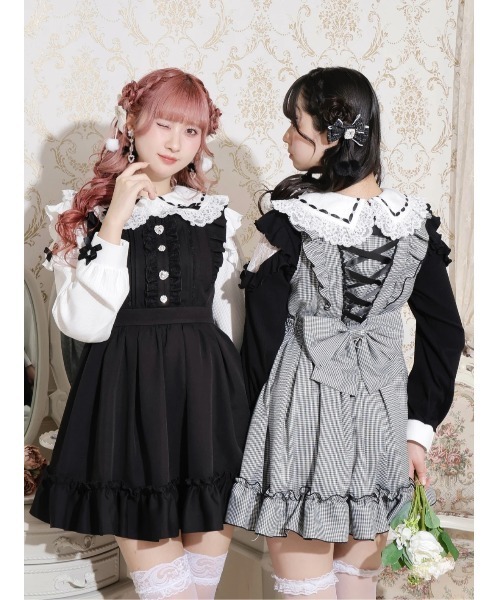 バックレースアップドレッシージャンパースカート（ジャンパースカート