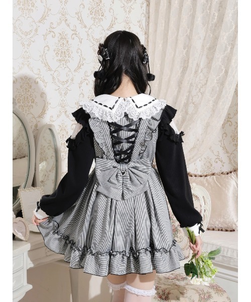 バックレースアップドレッシージャンパースカート（ジャンパースカート