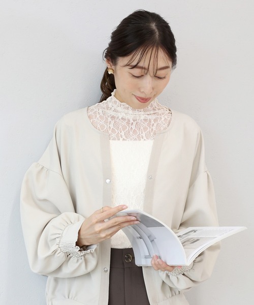 Aletta vita（アレッタビータ）の「ストレッチレースボトルネックプルオーバー（Tシャツ/カットソー・レディース・ブラック/アイボリー・M）」の16枚目の写真