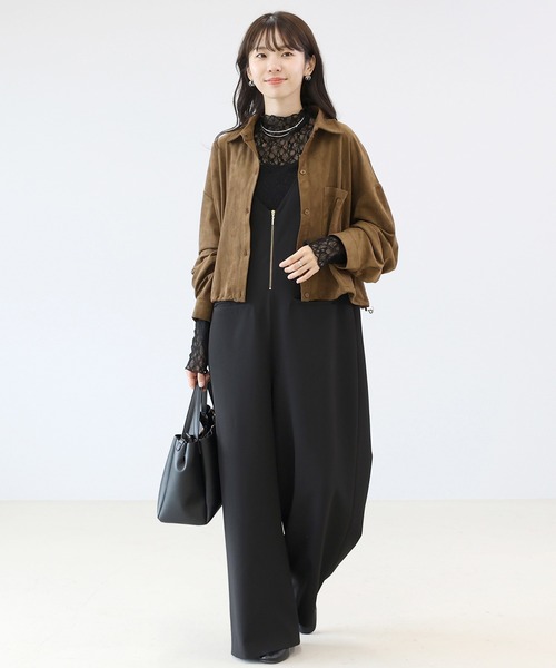 Aletta vita（アレッタビータ）の「ストレッチレースボトルネックプルオーバー（Tシャツ/カットソー・レディース・ブラック/アイボリー・M）」の7枚目の写真