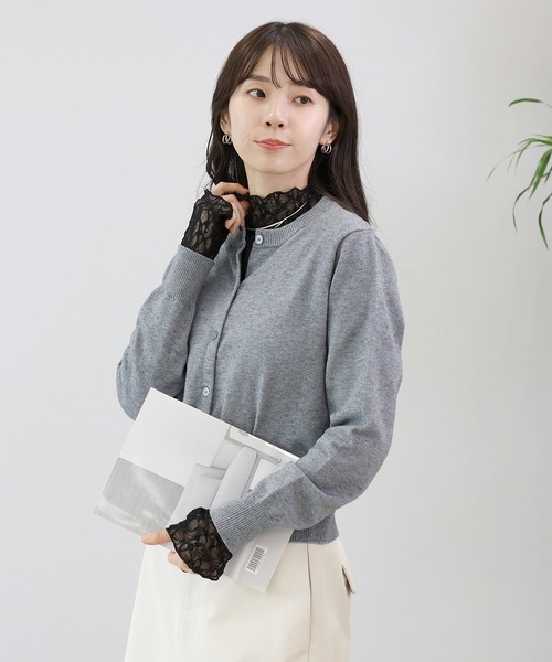 Aletta vita（アレッタビータ）の「ストレッチレースボトルネックプルオーバー（Tシャツ/カットソー・レディース・ブラック/アイボリー・M）」の9枚目の写真