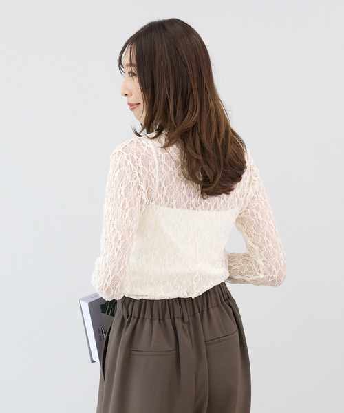 Aletta vita（アレッタビータ）の「ストレッチレースボトルネックプルオーバー（Tシャツ/カットソー・レディース・ブラック/アイボリー・M）」の21枚目の写真
