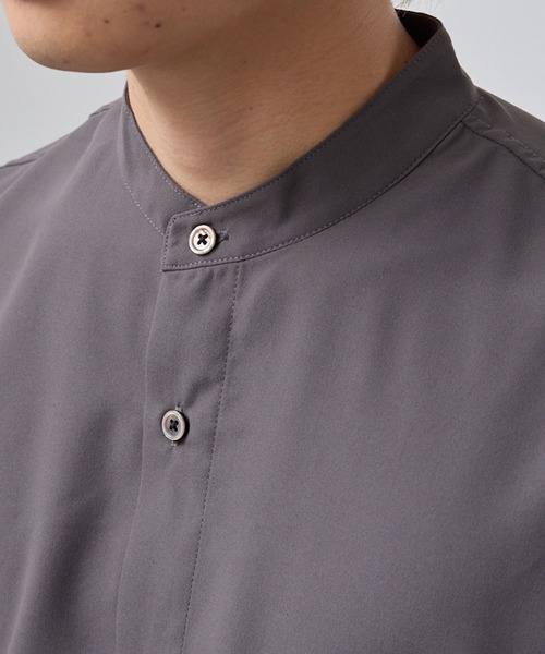 SLICK（スリック）の「【SLICK/スリック】Cotton-like Broad Band Collar Dolmansleeve Relax Shirt/コットンライクブロードバンドカラードルマンスリーブリラックスシャツ（シャツ/ブラウス・メンズ・スミクロ/カーキ/ブラック・3/2/1）」の13枚目の写真