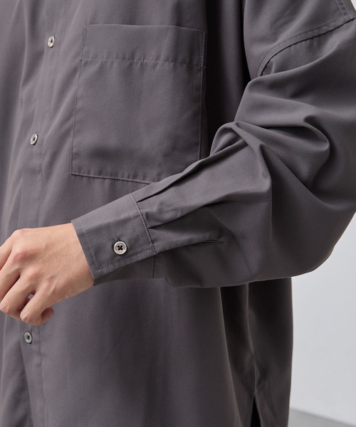 SLICK（スリック）の「【SLICK/スリック】Cotton-like Broad Band Collar Dolmansleeve Relax Shirt/コットンライクブロードバンドカラードルマンスリーブリラックスシャツ（シャツ/ブラウス・メンズ・スミクロ/カーキ/ブラック・3/2/1）」の15枚目の写真