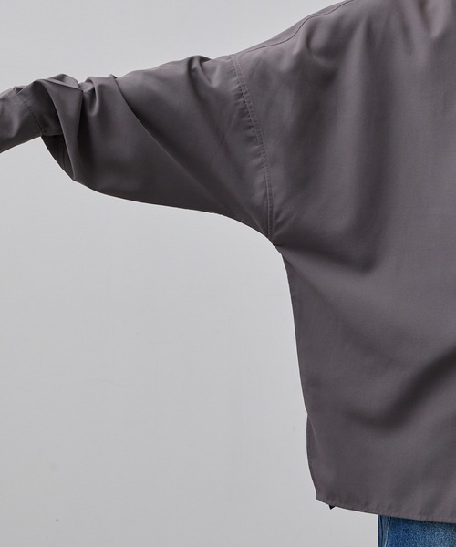 SLICK（スリック）の「【SLICK/スリック】Cotton-like Broad Band Collar Dolmansleeve Relax Shirt/コットンライクブロードバンドカラードルマンスリーブリラックスシャツ（シャツ/ブラウス・メンズ・スミクロ/カーキ/ブラック・3/2/1）」の16枚目の写真