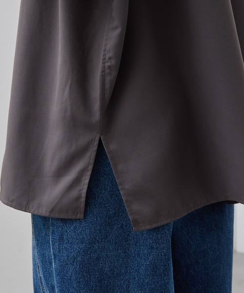 SLICK（スリック）の「【SLICK/スリック】Cotton-like Broad Band Collar Dolmansleeve Relax Shirt/コットンライクブロードバンドカラードルマンスリーブリラックスシャツ（シャツ/ブラウス・メンズ・スミクロ/カーキ/ブラック・3/2/1）」の17枚目の写真