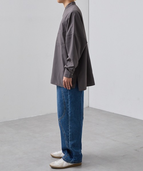 SLICK（スリック）の「【SLICK/スリック】Cotton-like Broad Band Collar Dolmansleeve Relax Shirt/コットンライクブロードバンドカラードルマンスリーブリラックスシャツ（シャツ/ブラウス・メンズ・スミクロ/カーキ/ブラック・3/2/1）」の19枚目の写真