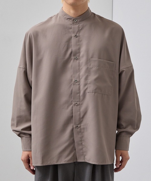 SLICK（スリック）の「【SLICK/スリック】Cotton-like Broad Band Collar Dolmansleeve Relax Shirt/コットンライクブロードバンドカラードルマンスリーブリラックスシャツ（シャツ/ブラウス・メンズ・スミクロ/カーキ/ブラック・3/2/1）」の21枚目の写真