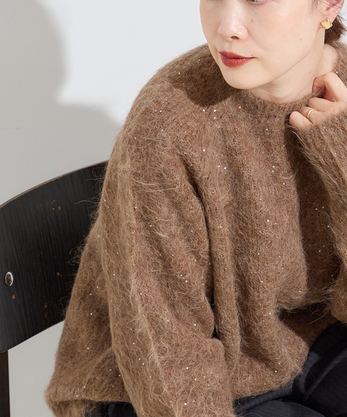 journal standard L'essage（ジャーナルスタンダードレサージュ）の「アルパカMIXスパンコールプルオーバー（ニット/セーター・レディース・グレー/ブラウン/ネイビー・FREE）」の10枚目の写真