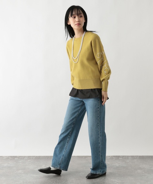 FOUND GOOD（ファウンドグッド）の「ソデシシュウニットPO（ニット/セーター・レディース・ブラック/イエロー系5/アイボリー/グレー系5・S/M/L）」の21枚目の写真