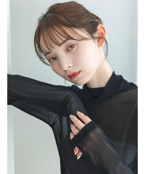 so4u(ソーフォーユー)の「シアーハイネックカットソー(Tシャツ/カットソー・レディース・ブラック/ベージュ・F)」の7枚目の写真