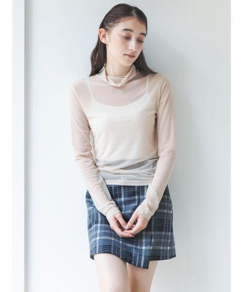 so4u(ソーフォーユー)の「シアーハイネックカットソー(Tシャツ/カットソー・レディース・ブラック/ベージュ・F)」の9枚目の写真