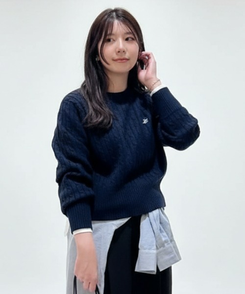 Right-on(ライトオン)の「BEVERLY HILLS POLO CLUB(ビバリーヒルズポロクラブ)【レディース】ケーブルセーター(ニット/セーター・レディース・ネイビー/レッド/オフホワイト・L/M)」の3枚目の写真