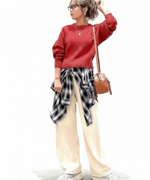 Right-on(ライトオン)の「BEVERLY HILLS POLO CLUB(ビバリーヒルズポロクラブ)【レディース】ケーブルセーター(ニット/セーター・レディース・ネイビー/レッド/オフホワイト・L/M)」の5枚目の写真