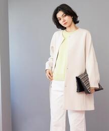 OPAQUE.CLIP | フォルムスリーブミドルコート【洗濯機OK】(ノーカラーコート)