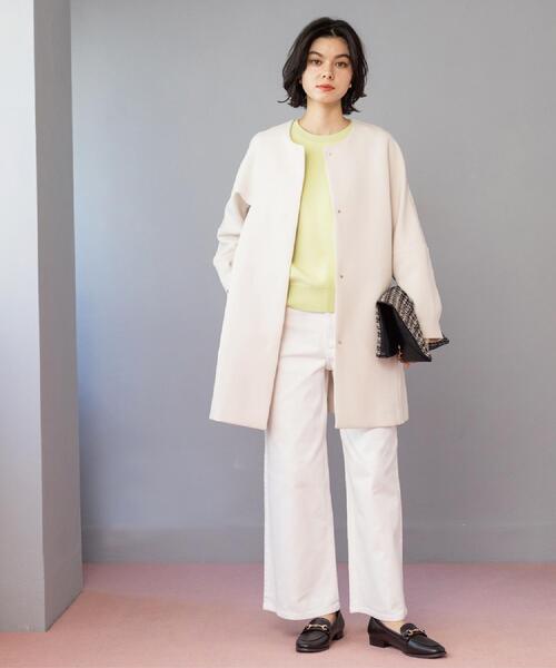 OPAQUE.CLIP（オペークドットクリップ）の「フォルムスリーブミドルコート【洗濯機OK】（ノーカラーコート・レディース・オフホワイト/ブラック/グリーン系・38/36/40）」の10枚目の写真