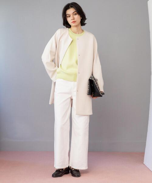 OPAQUE.CLIP（オペークドットクリップ）の「フォルムスリーブミドルコート【洗濯機OK】（ノーカラーコート・レディース・オフホワイト/ブラック/グリーン系・38/36/40）」の11枚目の写真