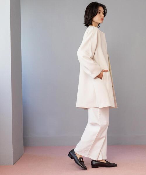 OPAQUE.CLIP（オペークドットクリップ）の「フォルムスリーブミドルコート【洗濯機OK】（ノーカラーコート・レディース・オフホワイト/ブラック/グリーン系・38/36/40）」の12枚目の写真