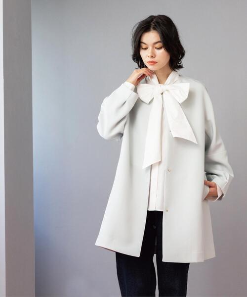 OPAQUE.CLIP（オペークドットクリップ）の「フォルムスリーブミドルコート【洗濯機OK】（ノーカラーコート・レディース・オフホワイト/ブラック/グリーン系・38/36/40）」の17枚目の写真