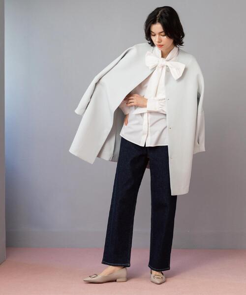 OPAQUE.CLIP（オペークドットクリップ）の「フォルムスリーブミドルコート【洗濯機OK】（ノーカラーコート・レディース・オフホワイト/ブラック/グリーン系・38/36/40）」の20枚目の写真