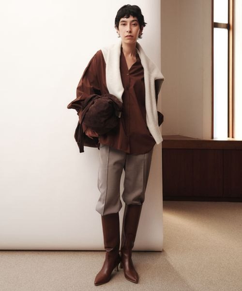 studio CLIP（スタディオクリップ）の「《ウタオ》ウォッシャブルイージーパンツ（スラックス・レディース・ライトブラウン/グレー・MEDIUM/LARGE）」の3枚目の写真