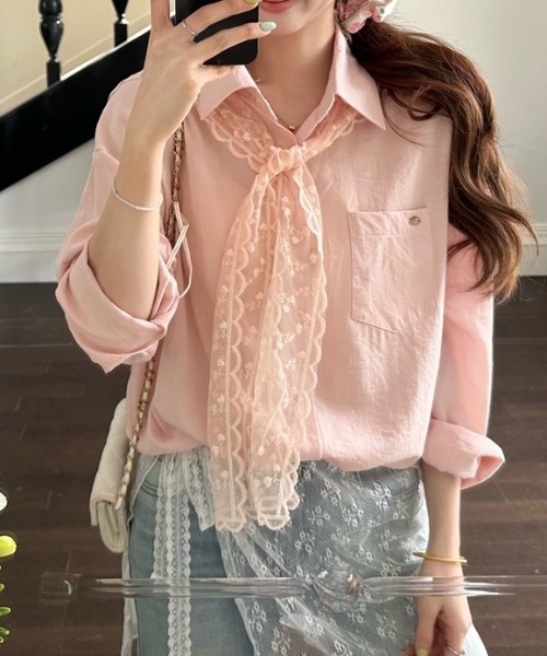 LADY LIKE（レディライク）の「【春夏新作】レースストール付ゆったりシャツ（シャツ/ブラウス・レディース・ピンク/ブルー/ホワイト・M）」の22枚目の写真