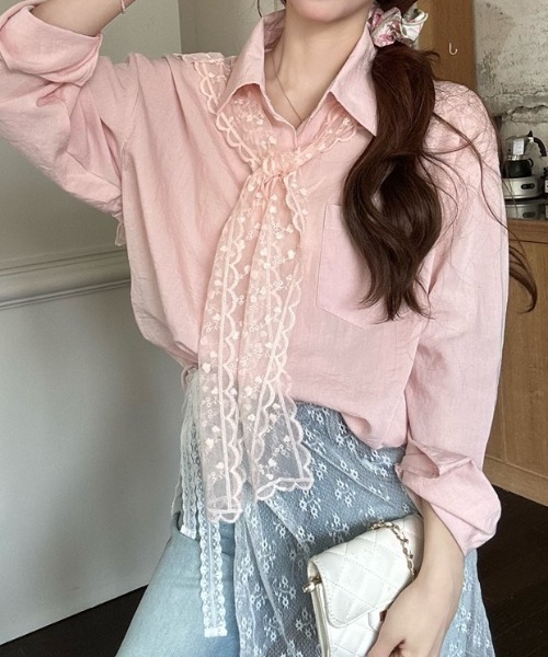 LADY LIKE（レディライク）の「【春夏新作】レースストール付ゆったりシャツ（シャツ/ブラウス・レディース・ピンク/ブルー/ホワイト・M）」の20枚目の写真