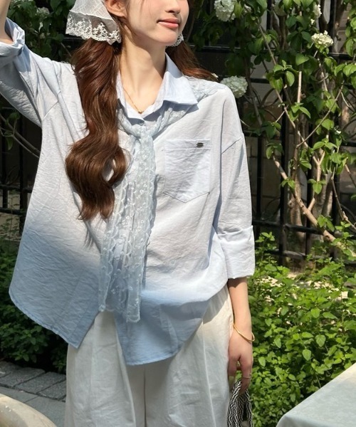 LADY LIKE（レディライク）の「【春夏新作】レースストール付ゆったりシャツ（シャツ/ブラウス・レディース・ピンク/ブルー/ホワイト・M）」の16枚目の写真
