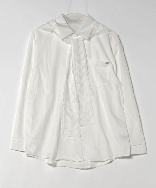 LADY LIKE（レディライク）の「【春夏新作】レースストール付ゆったりシャツ（シャツ/ブラウス・レディース・ピンク/ブルー/ホワイト・M）」の7枚目の写真