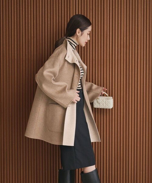 united arrowsバイカラーコート セール】バイカラー リバー Aライン コート（その他アウター）｜UNITED