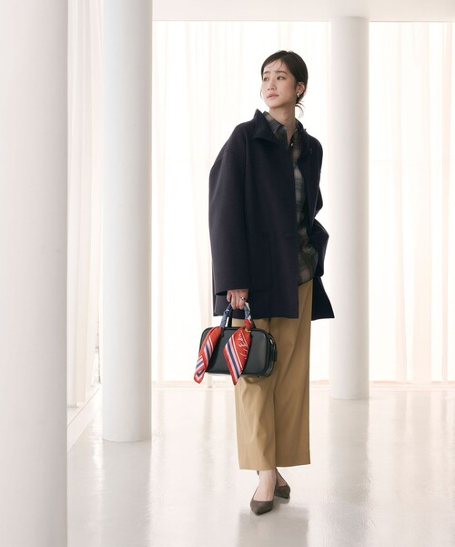 セール】バイカラー リバー Aライン コート（その他アウター）｜UNITED