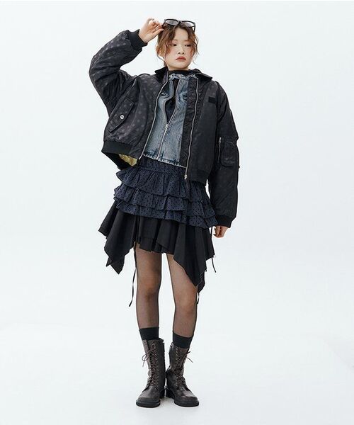 RONRON(ロンロン)の「INNER POINTED BOMBER MA-1 JUMPER DOT BLACK(ブルゾン・レディース・その他・FREE)」の9枚目の写真