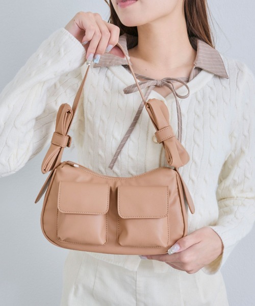 OLIVE des OLIVE（オリーブデオリーブ）の「リボンホーボーバッグ（ショルダーバッグ・レディース・ブラウン/アイボリー/ブラック・FREE）」の8枚目の写真