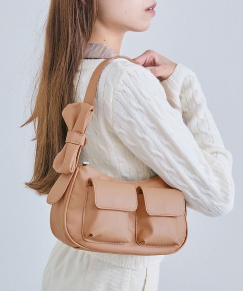 OLIVE des OLIVE（オリーブデオリーブ）の「リボンホーボーバッグ（ショルダーバッグ・レディース・ブラウン/アイボリー/ブラック・FREE）」の9枚目の写真