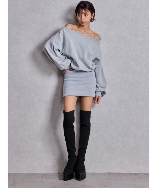 GYDA（ジェイダ）の「GGドッキングオフショルスウェットワンピース（ワンピース・レディース・ブラック/グレー・FREE）」の7枚目の写真