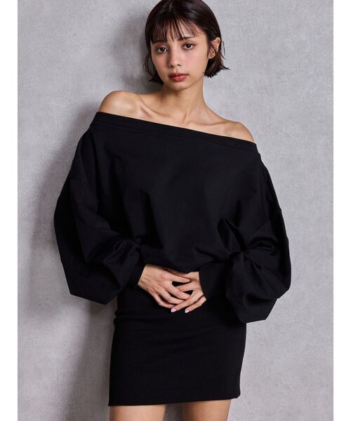 GYDA（ジェイダ）の「GGドッキングオフショルスウェットワンピース（ワンピース・レディース・ブラック/グレー・FREE）」の9枚目の写真